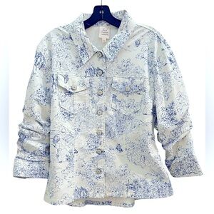 Cinq A Sept Garden Toile Scrunched Canyon Buttoned Jacket Size 10 NWOT